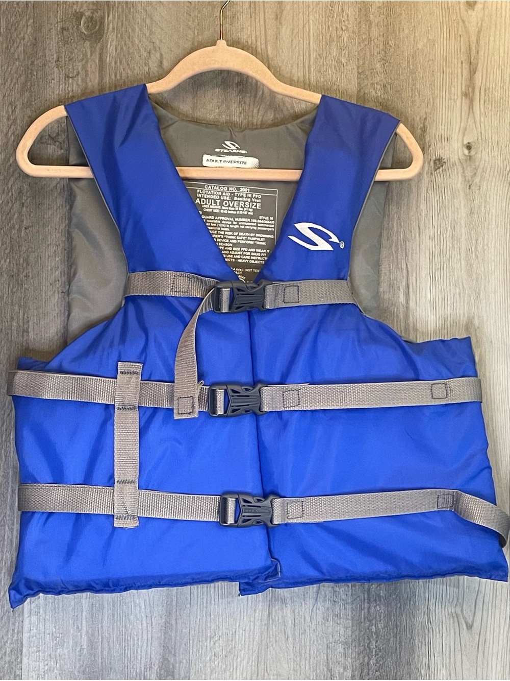 Stearns Adult Universal Type III PFD Life Jacket Vest Blue/Gray - Oversized